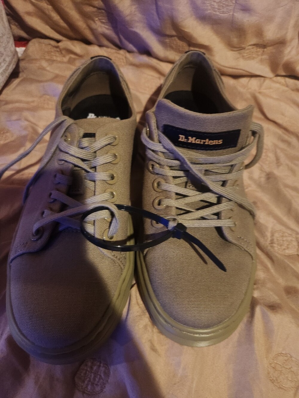 Dr. Martens Men’s Taupe Canvas Low-Top Sneakers with Logo Tab